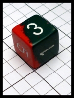 Dice : Dice - 6D - Chessex Half and Half Green and Red with White Numerals - POD Jul 2015